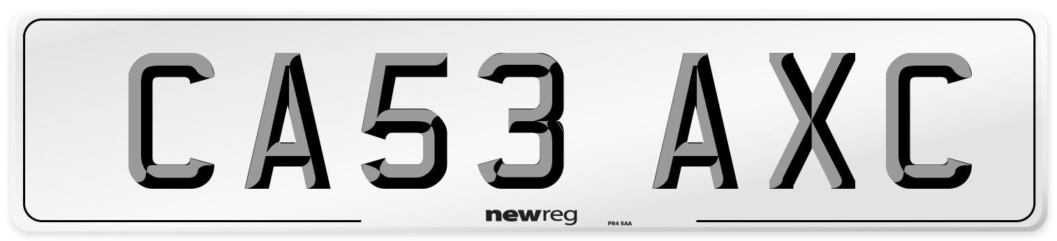 CA53 AXC Number Plate from New Reg